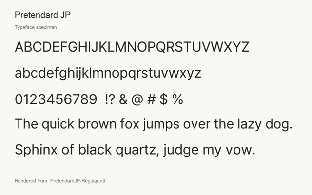 Typeface specimen rendered from the distributed font