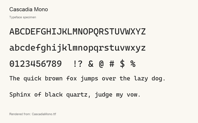 Typeface specimen rendered from the distributed font