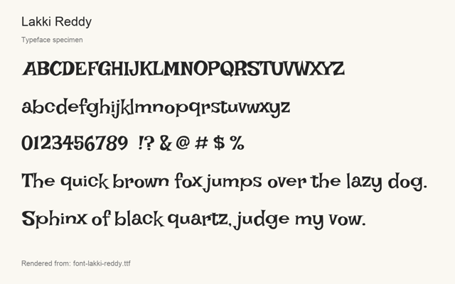 Typeface specimen rendered from the distributed font