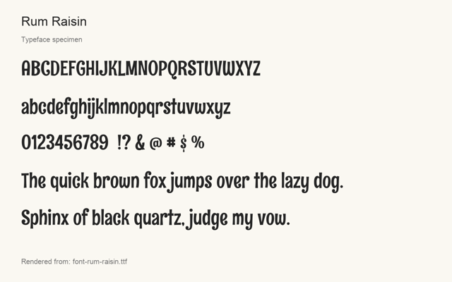 Typeface specimen rendered from the distributed font