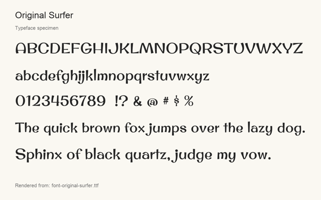 Typeface specimen rendered from the distributed font
