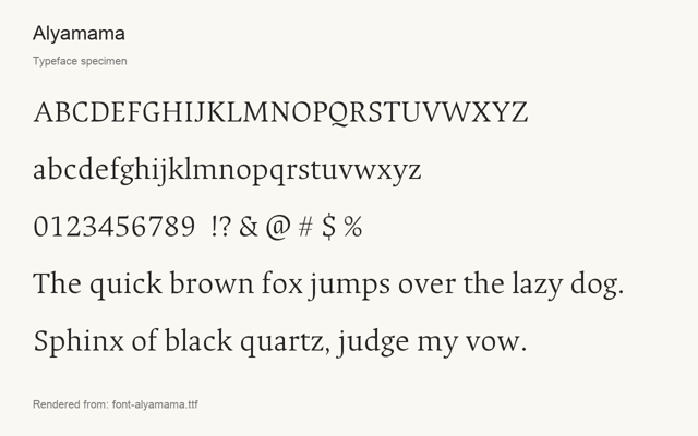 Typeface specimen rendered from the distributed font