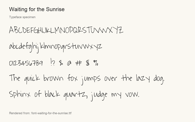 Typeface specimen rendered from the distributed font