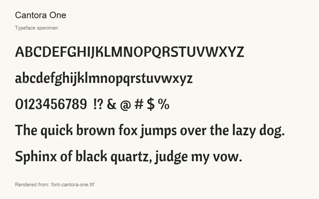 Typeface specimen rendered from the distributed font
