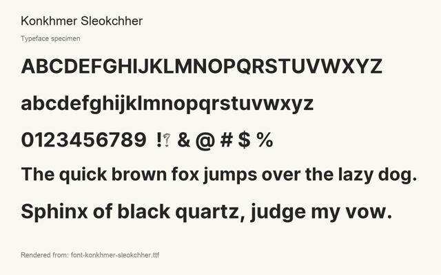 Typeface specimen rendered from the distributed font
