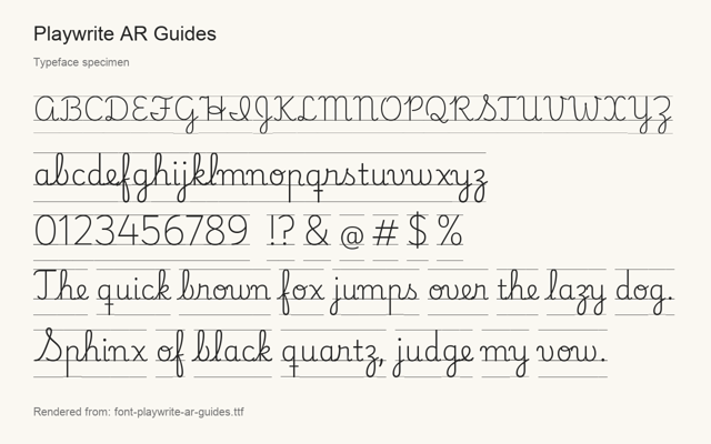 Typeface specimen rendered from the distributed font