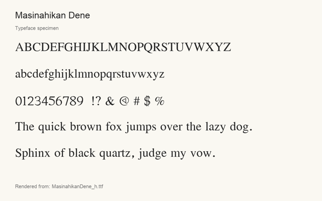 Typeface specimen rendered from the distributed font