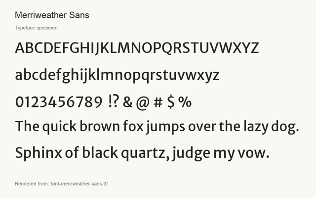 Typeface specimen rendered from the distributed font