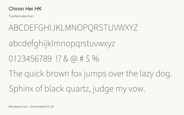 Typeface specimen rendered from the distributed font