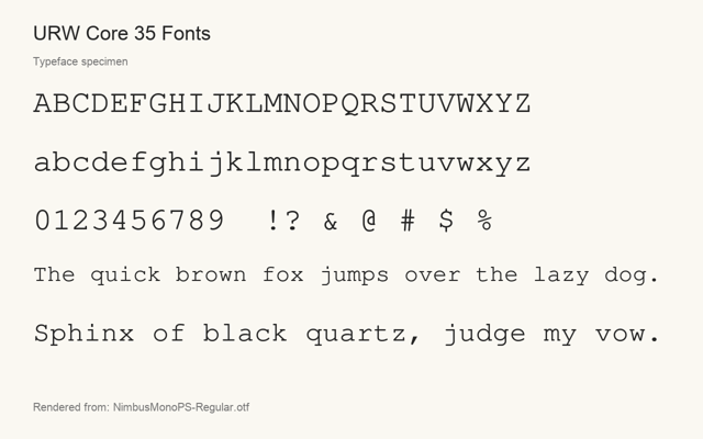 Typeface specimen rendered from the distributed font