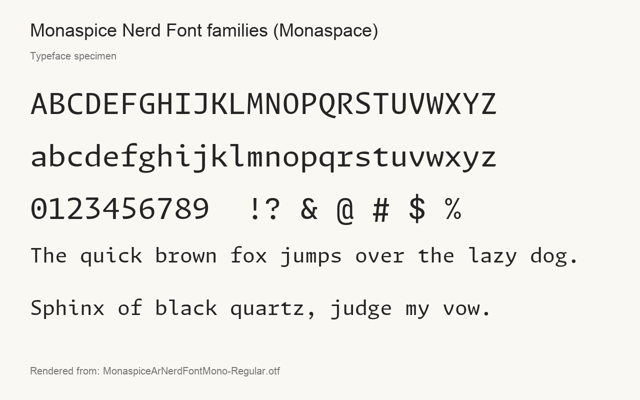 Typeface specimen rendered from the distributed font