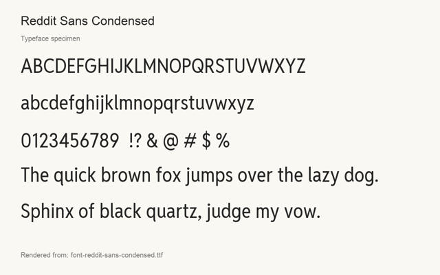 Typeface specimen rendered from the distributed font