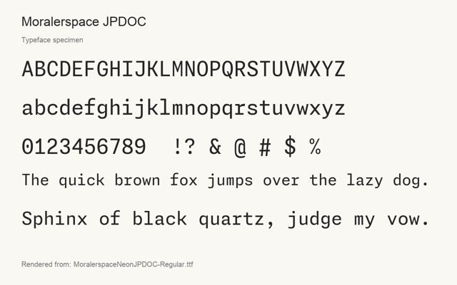 Typeface specimen rendered from the distributed font
