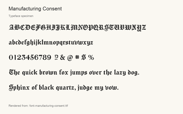 Typeface specimen rendered from the distributed font