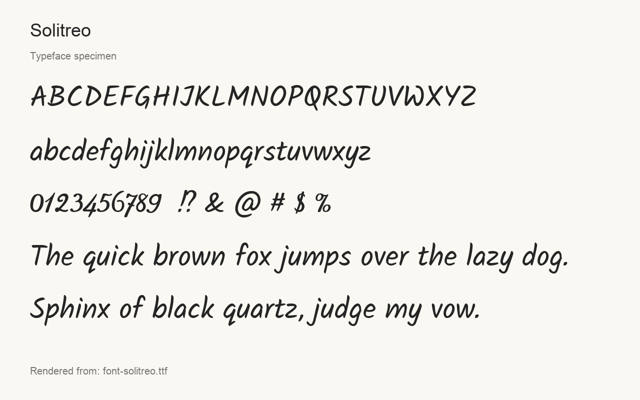 Typeface specimen rendered from the distributed font