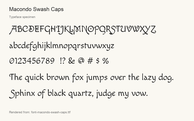 Typeface specimen rendered from the distributed font