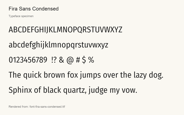 Typeface specimen rendered from the distributed font