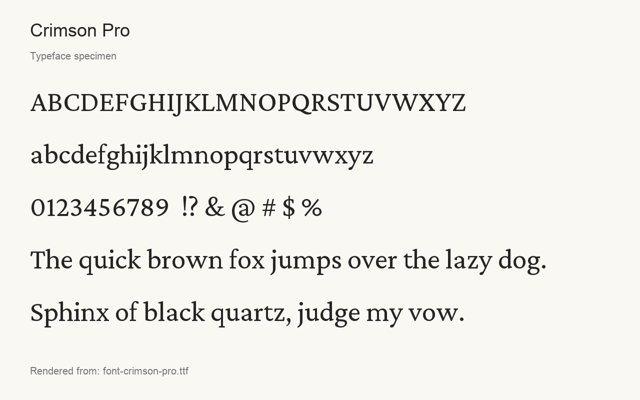 Typeface specimen rendered from the distributed font