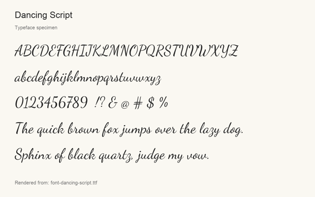 Typeface specimen rendered from the distributed font