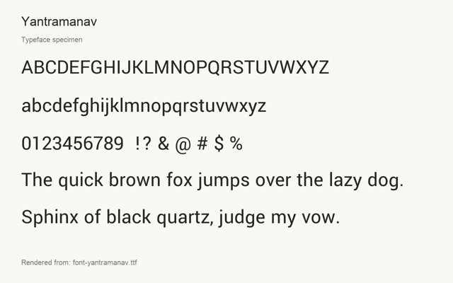 Typeface specimen rendered from the distributed font