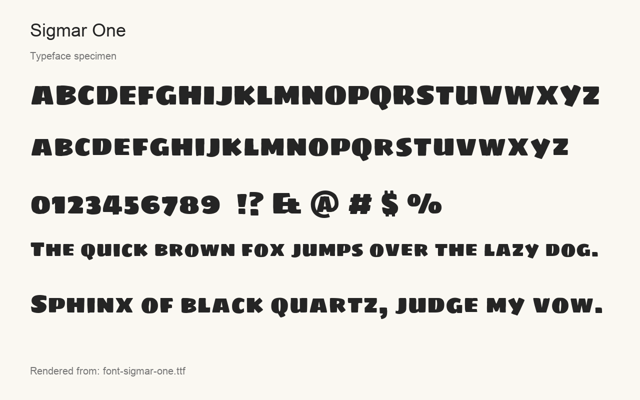 Typeface specimen rendered from the distributed font