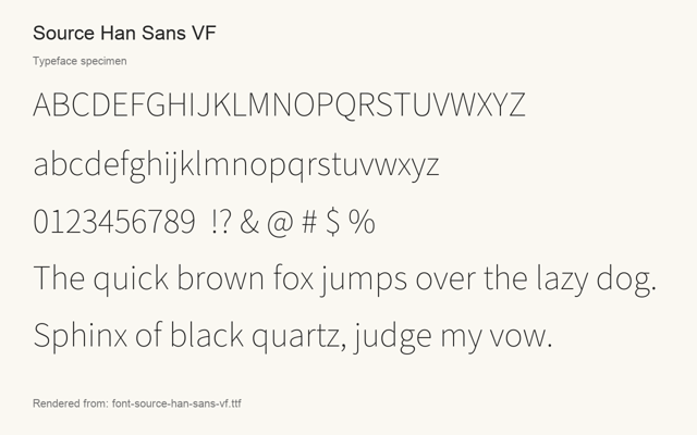 Typeface specimen rendered from the distributed font