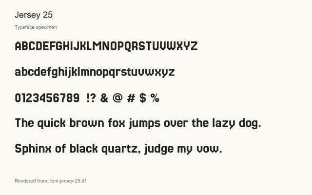 Typeface specimen rendered from the distributed font