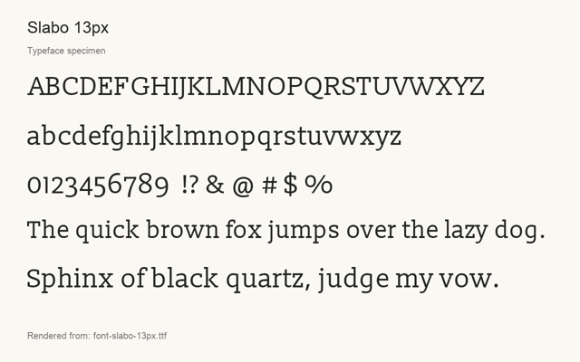 Typeface specimen rendered from the distributed font
