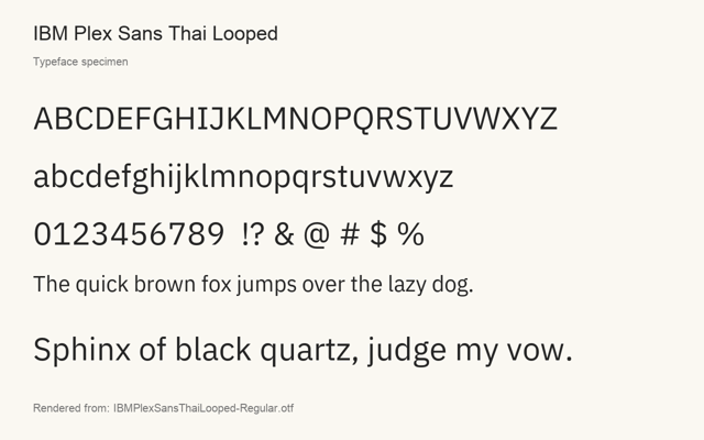 Typeface specimen rendered from the distributed font