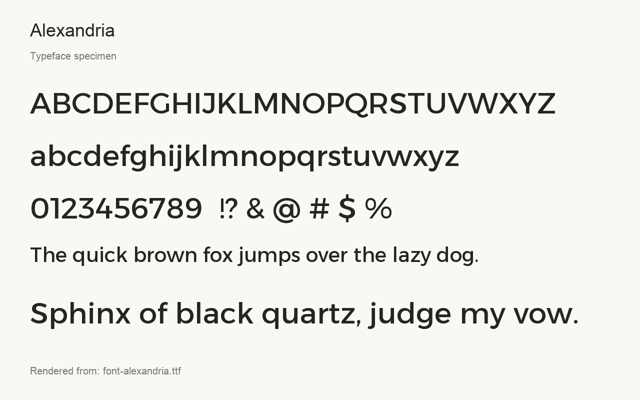 Typeface specimen rendered from the distributed font