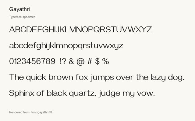Typeface specimen rendered from the distributed font