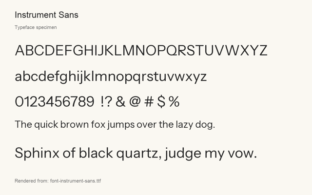 Typeface specimen rendered from the distributed font