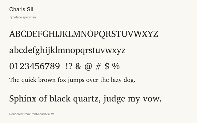 Typeface specimen rendered from the distributed font