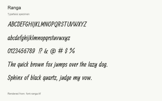 Typeface specimen rendered from the distributed font