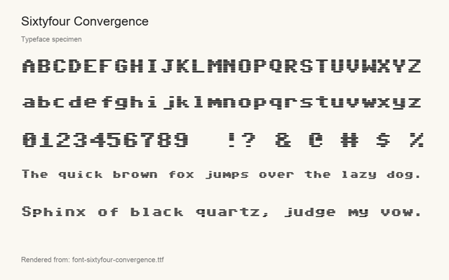 Typeface specimen rendered from the distributed font