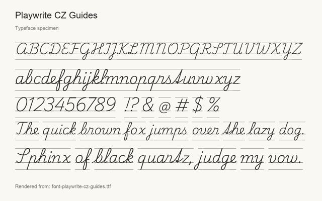 Typeface specimen rendered from the distributed font