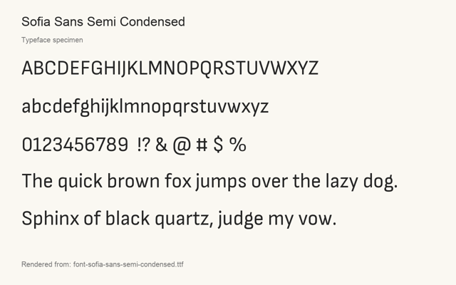 Typeface specimen rendered from the distributed font
