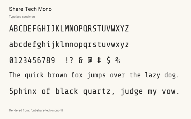 Typeface specimen rendered from the distributed font