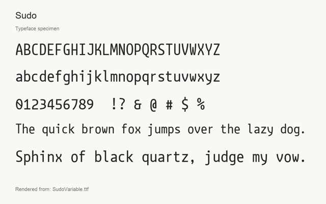 Typeface specimen rendered from the distributed font