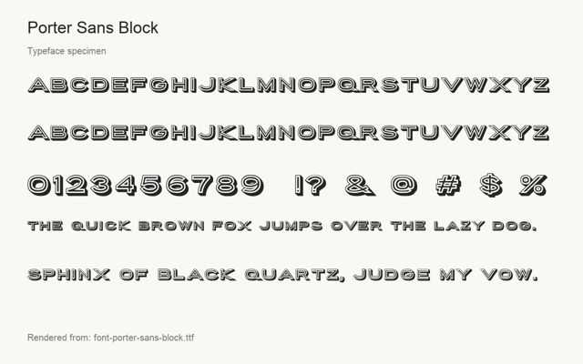 Typeface specimen rendered from the distributed font