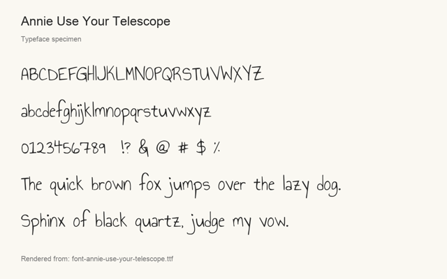 Typeface specimen rendered from the distributed font