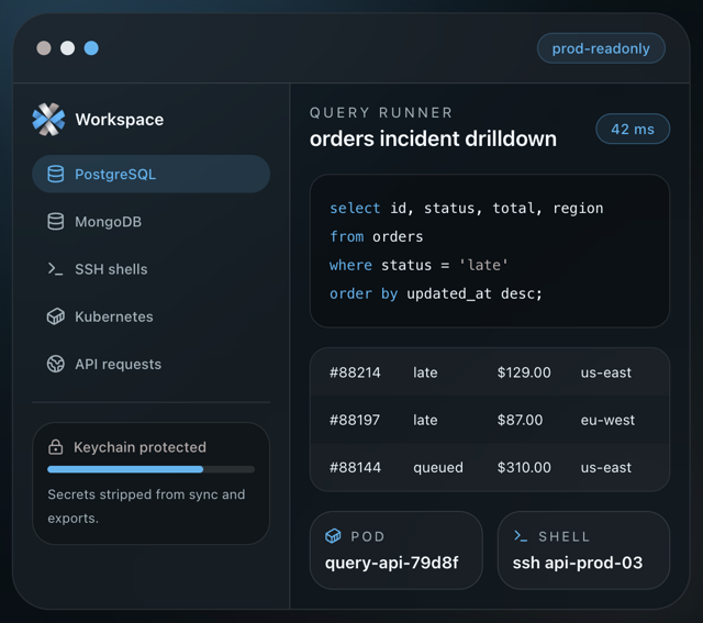 Database query and systems workspace — official website interface illustration