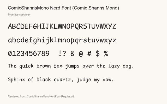 Typeface specimen rendered from the distributed font