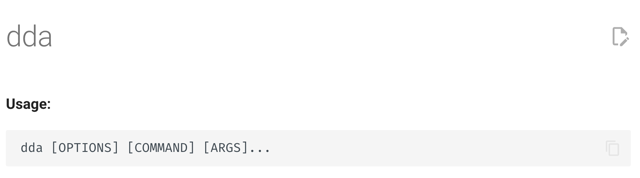 dda command syntax — official command reference screenshot