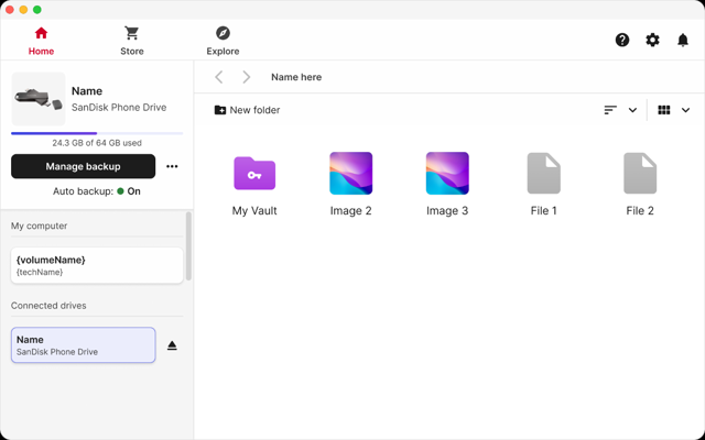SANDISK (formerly Memory Zone) — Mac file-manager illustration from the official Memory Zone 2.0 manual