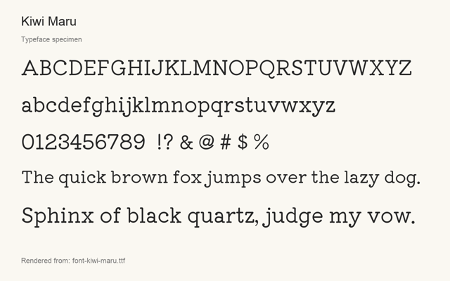 Typeface specimen rendered from the distributed font