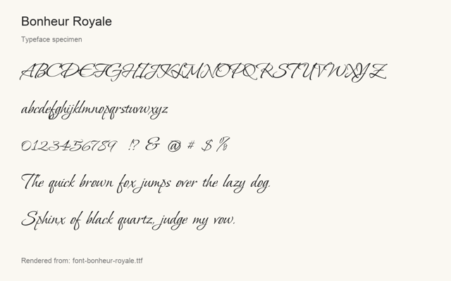 Typeface specimen rendered from the distributed font