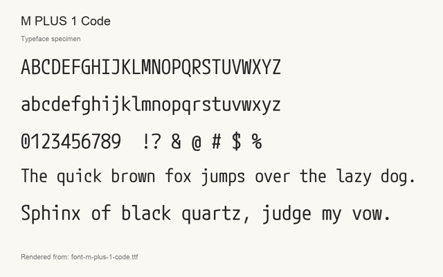 Typeface specimen rendered from the distributed font