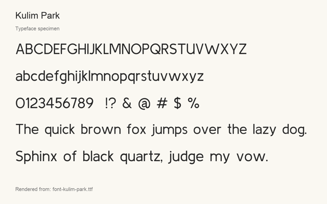 Typeface specimen rendered from the distributed font