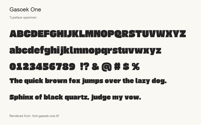 Typeface specimen rendered from the distributed font